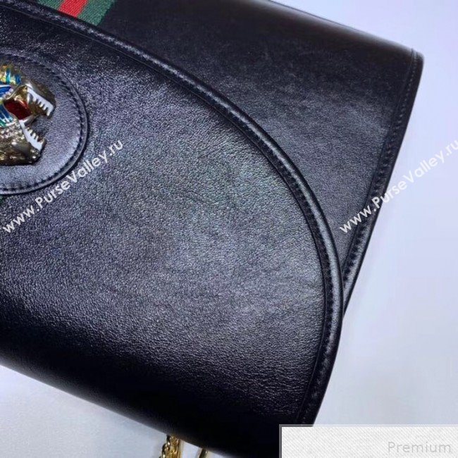 Gucci Rajah Leather Medium Shoulder Bag 564697 Black 2019 (DLH-9042640)