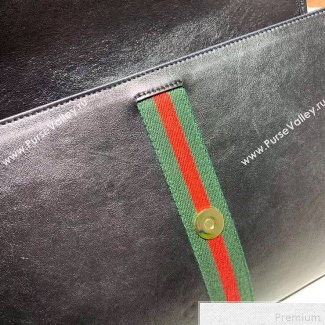 Gucci Rajah Leather Medium Shoulder Bag 564697 Black 2019 (DLH-9042640)