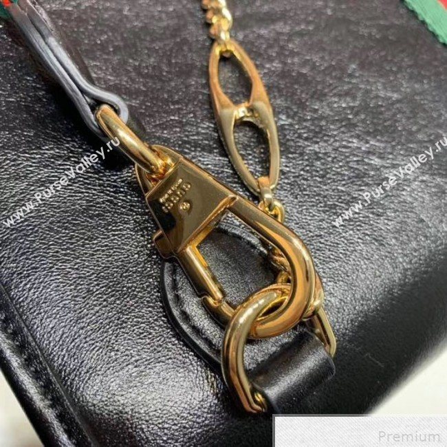Gucci Rajah Leather Medium Shoulder Bag 564697 Black 2019 (DLH-9042640)