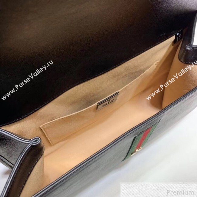 Gucci Rajah Leather Medium Shoulder Bag 564697 Black 2019 (DLH-9042640)