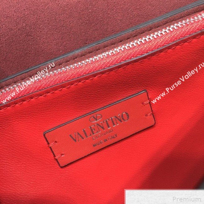 Valentino Small VRING Crinkle Calfskin Shoulder Bag Black 2019 (XYD-9042643)
