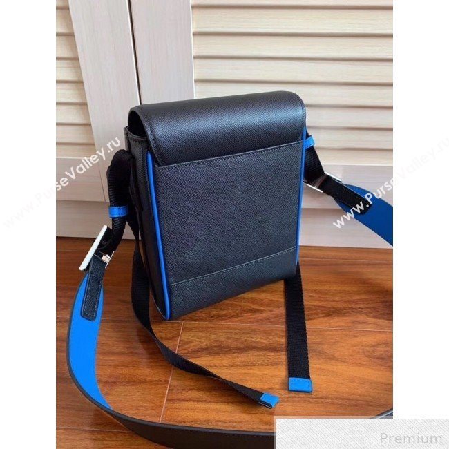 Prada Saffiano Leather Shoulder Bag 2VD019 Black/Blue 2019 (RUISI-9042705)