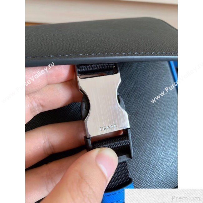 Prada Saffiano Leather Shoulder Bag 2VD019 Black/Blue 2019 (RUISI-9042705)