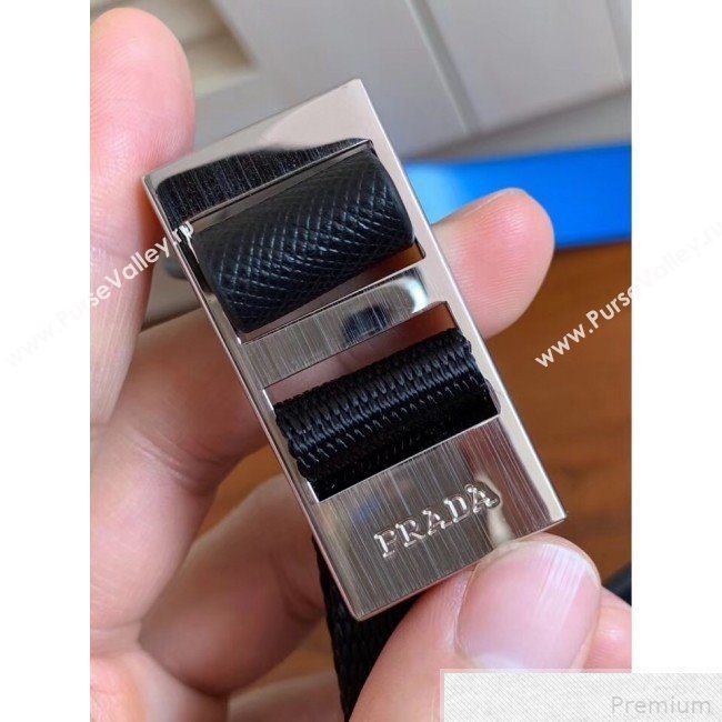 Prada Saffiano Leather Shoulder Bag 2VD019 Black/Blue 2019 (RUISI-9042705)