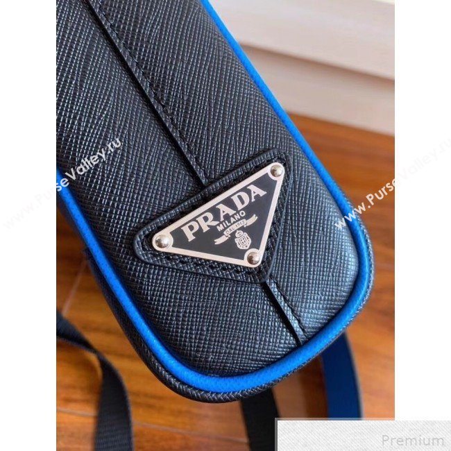 Prada Saffiano Leather Shoulder Bag 2VD019 Black/Blue 2019 (RUISI-9042705)