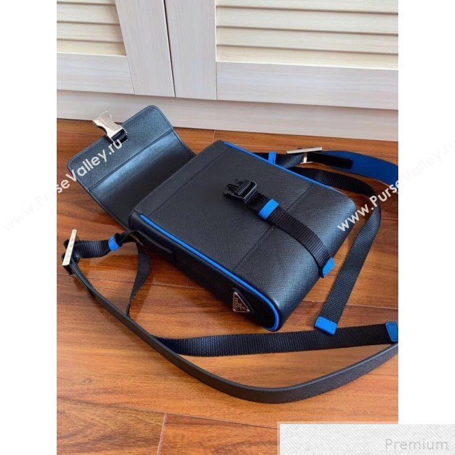 Prada Saffiano Leather Shoulder Bag 2VD019 Black/Blue 2019 (RUISI-9042705)
