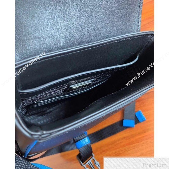 Prada Saffiano Leather Shoulder Bag 2VD019 Black/Blue 2019 (RUISI-9042705)