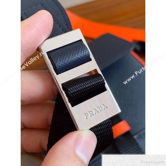 Prada Saffiano Leather Shoulder Bag 2VD019 Black/Orange 2019 (RUISI-9042706)