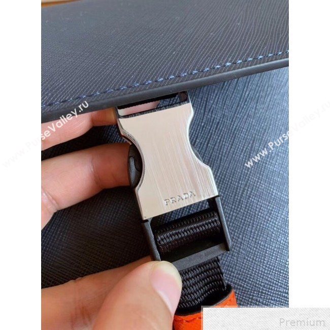 Prada Saffiano Leather Shoulder Bag 2VD019 Black/Orange 2019 (RUISI-9042706)