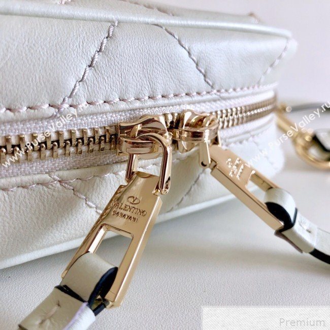 Valentino Small Quilted Boomstud Crossbody Camera Bag White 2019 (JJ3-9042708)