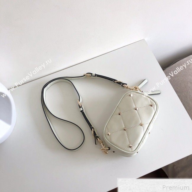 Valentino Small Quilted Boomstud Crossbody Camera Bag White 2019 (JJ3-9042708)