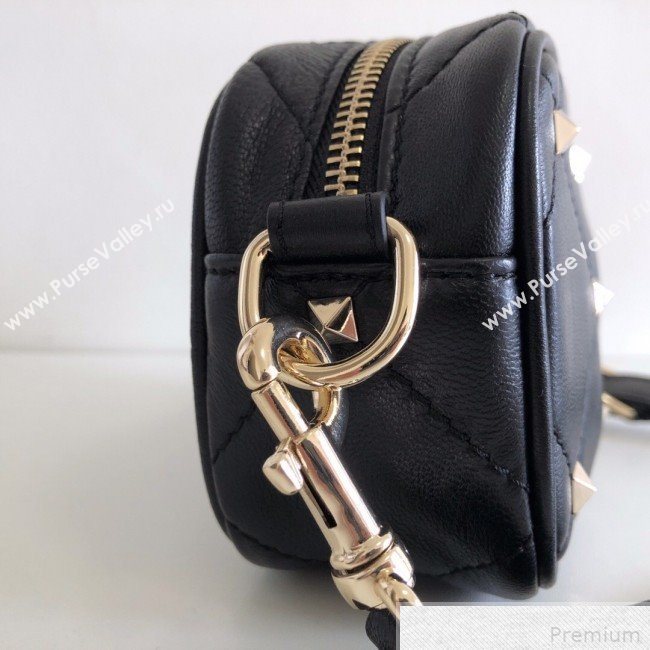 Valentino Small Quilted Boomstud Crossbody Camera Bag Black 2019 (JJ3-9042707)