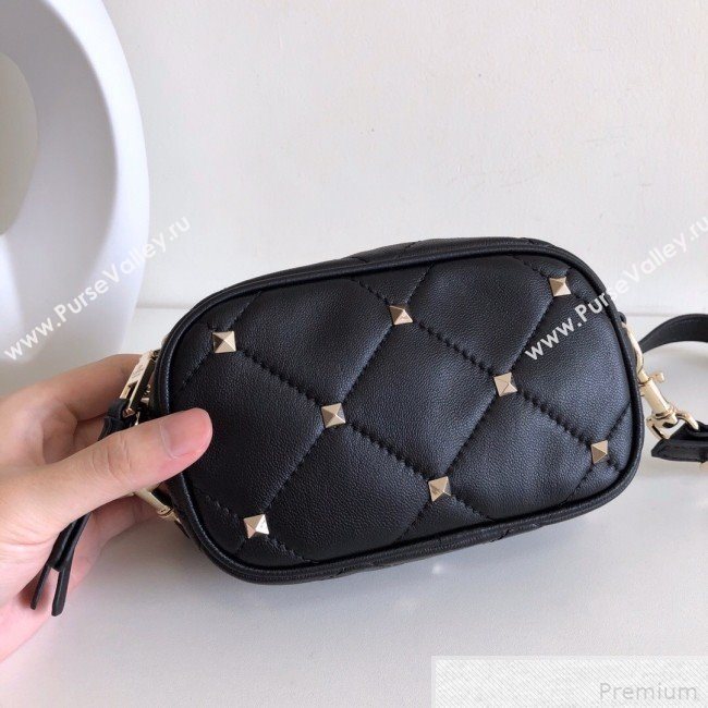 Valentino Small Quilted Boomstud Crossbody Camera Bag Black 2019 (JJ3-9042707)