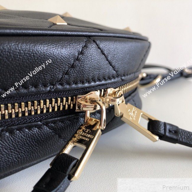 Valentino Small Quilted Boomstud Crossbody Camera Bag Black 2019 (JJ3-9042707)