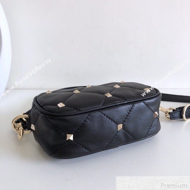 Valentino Small Quilted Boomstud Crossbody Camera Bag Black 2019 (JJ3-9042707)