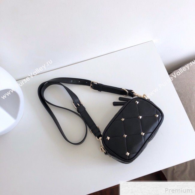 Valentino Small Quilted Boomstud Crossbody Camera Bag Black 2019 (JJ3-9042707)