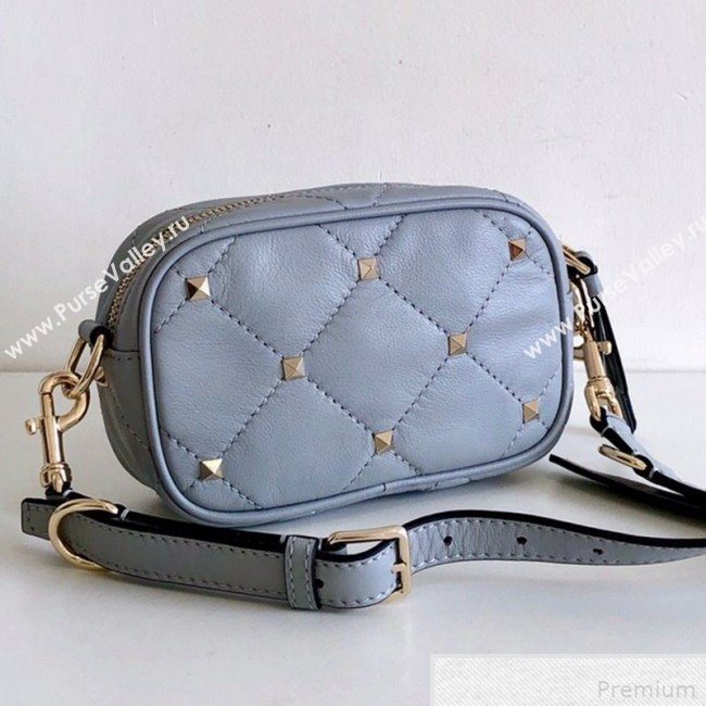 Valentino Small Quilted Boomstud Crossbody Camera Bag Light Blue 2019 (JJ3-9042710)