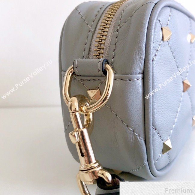 Valentino Small Quilted Boomstud Crossbody Camera Bag Light Blue 2019 (JJ3-9042710)