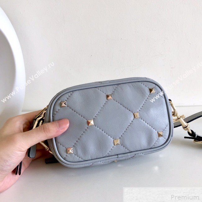 Valentino Small Quilted Boomstud Crossbody Camera Bag Light Blue 2019 (JJ3-9042710)