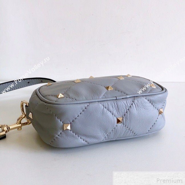 Valentino Small Quilted Boomstud Crossbody Camera Bag Light Blue 2019 (JJ3-9042710)