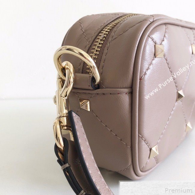 Valentino Small Quilted Boomstud Crossbody Camera Bag Dusty Pink 2019 (JJ3-9042711)