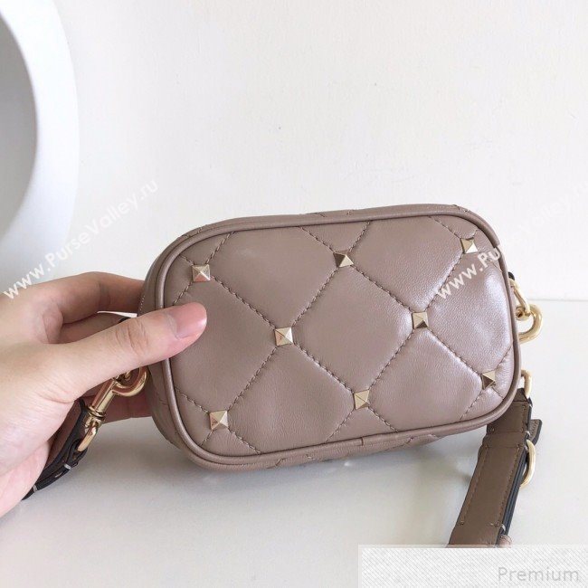 Valentino Small Quilted Boomstud Crossbody Camera Bag Dusty Pink 2019 (JJ3-9042711)