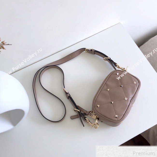 Valentino Small Quilted Boomstud Crossbody Camera Bag Dusty Pink 2019 (JJ3-9042711)