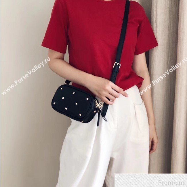 Valentino Small Quilted Boomstud Crossbody Camera Bag Black 2019 (JJ3-9042707)