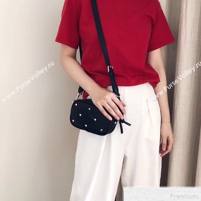 Valentino Small Quilted Boomstud Crossbody Camera Bag Black 2019 (JJ3-9042707)