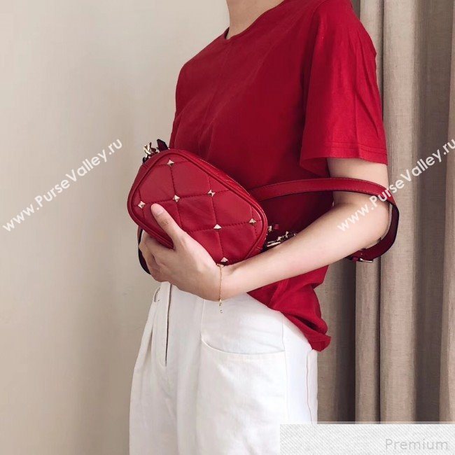 Valentino Small Quilted Boomstud Crossbody Camera Bag Red 2019 (JJ3-9042709)