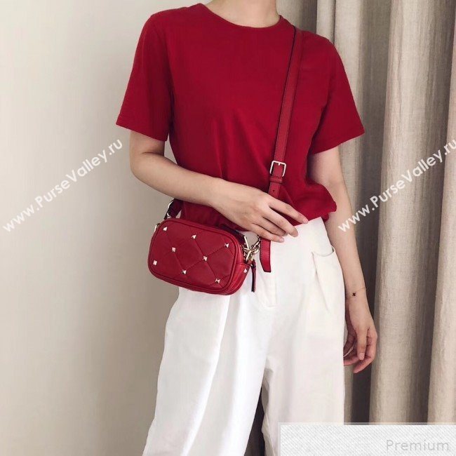 Valentino Small Quilted Boomstud Crossbody Camera Bag Red 2019 (JJ3-9042709)