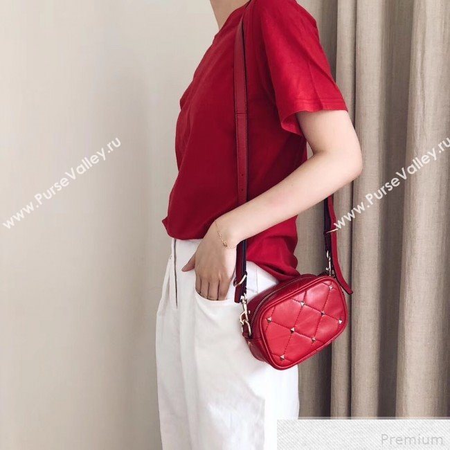 Valentino Small Quilted Boomstud Crossbody Camera Bag Red 2019 (JJ3-9042709)