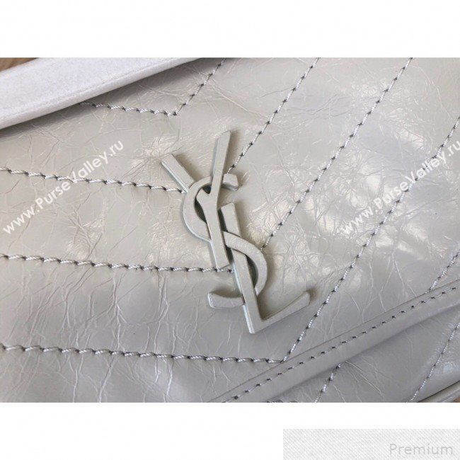 Saint Laurent Baby Niki Chain Bag in Vintage Leather 533037 White 2019 (KTS-9042712)