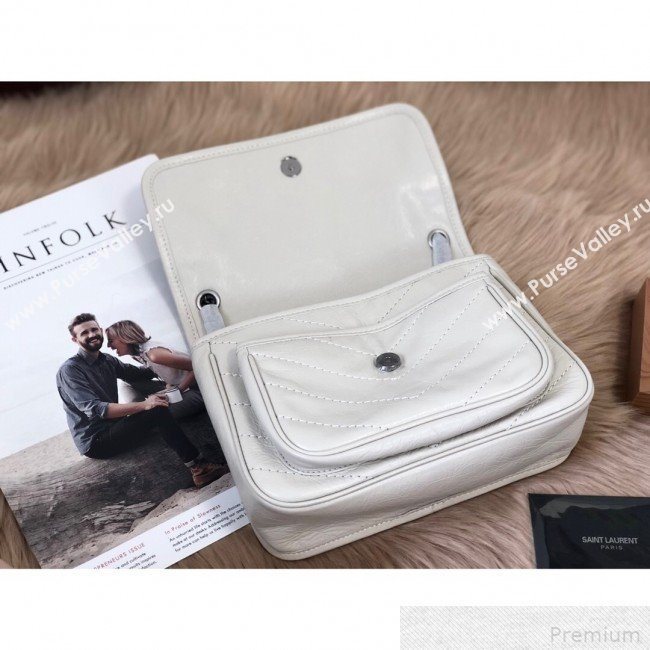 Saint Laurent Baby Niki Chain Bag in Vintage Leather 533037 White 2019 (KTS-9042712)