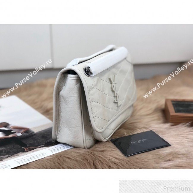 Saint Laurent Baby Niki Chain Bag in Vintage Leather 533037 White 2019 (KTS-9042712)
