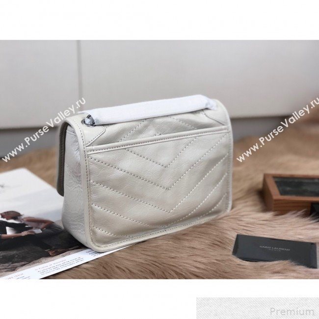 Saint Laurent Baby Niki Chain Bag in Vintage Leather 533037 White 2019 (KTS-9042712)