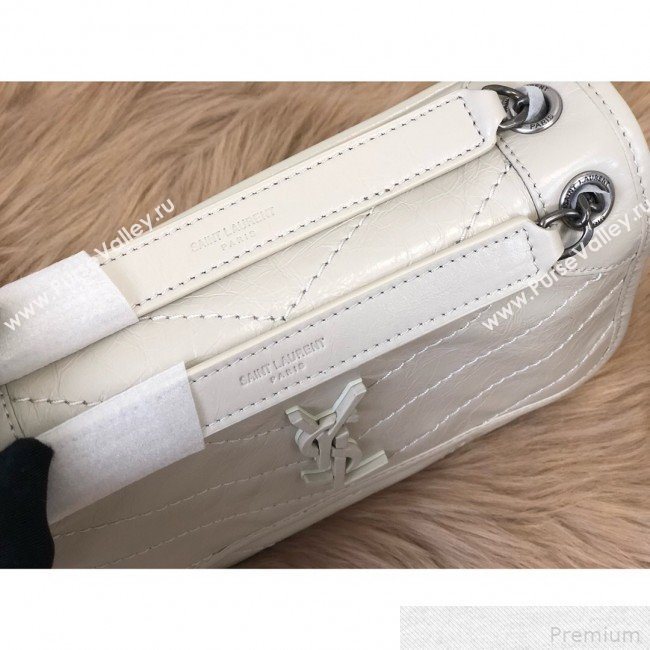 Saint Laurent Baby Niki Chain Bag in Vintage Leather 533037 White 2019 (KTS-9042712)