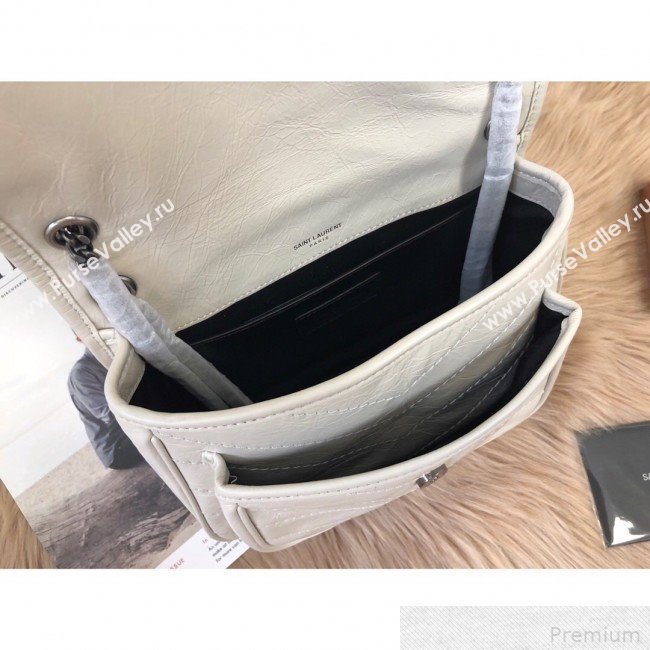 Saint Laurent Baby Niki Chain Bag in Vintage Leather 533037 White 2019 (KTS-9042712)