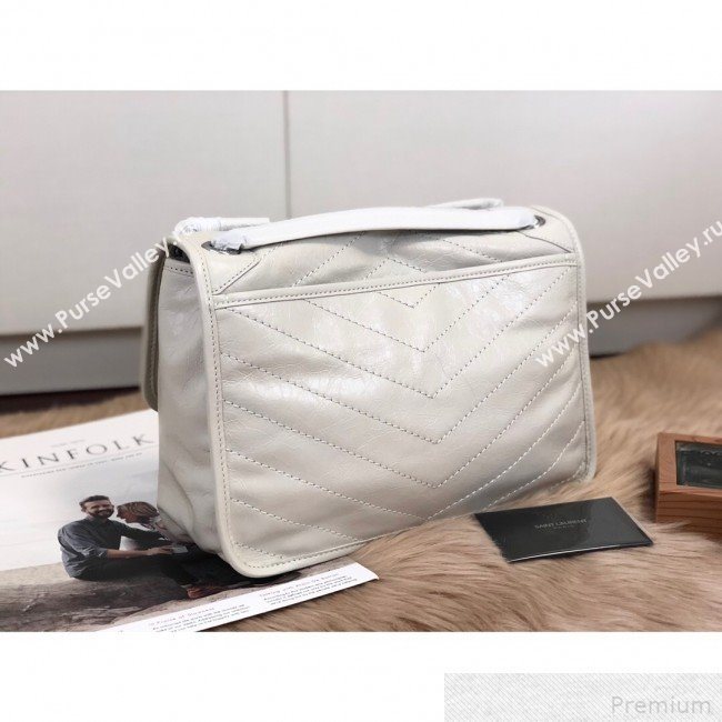 Saint Laurent Medium Niki Chain Bag in Vintage Leather 498894 White 2019 (KTS-9042713)