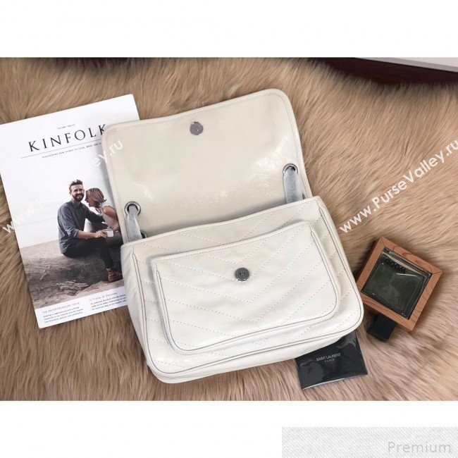Saint Laurent Medium Niki Chain Bag in Vintage Leather 498894 White 2019 (KTS-9042713)
