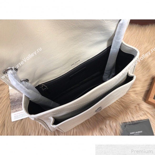 Saint Laurent Medium Niki Chain Bag in Vintage Leather 498894 White 2019 (KTS-9042713)