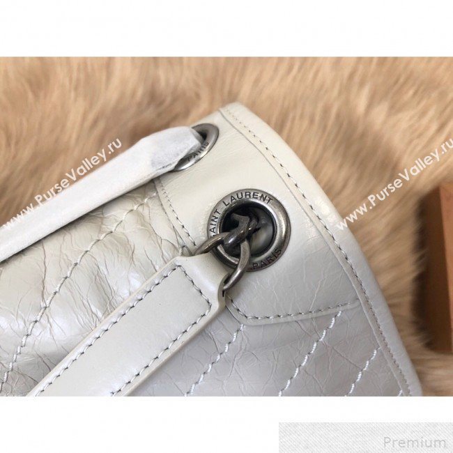 Saint Laurent Medium Niki Chain Bag in Vintage Leather 498894 White 2019 (KTS-9042713)