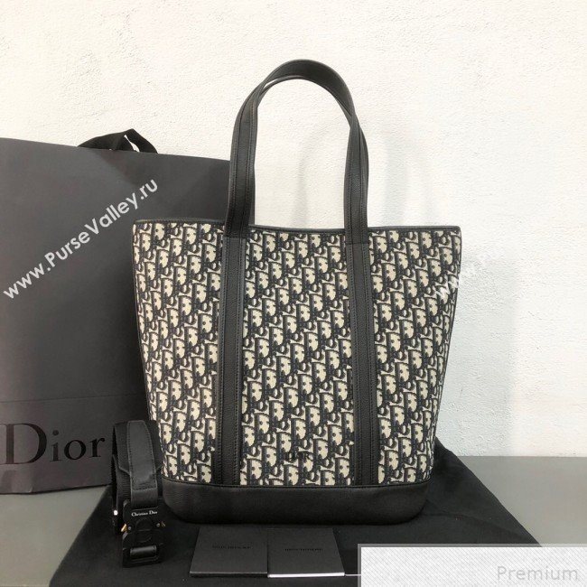 Dior Tote in Oblique Canvas and Black Grained Calfskin 2019 (WEIP-9042728)