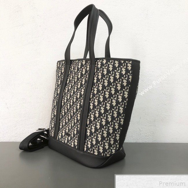 Dior Tote in Oblique Canvas and Black Grained Calfskin 2019 (WEIP-9042728)