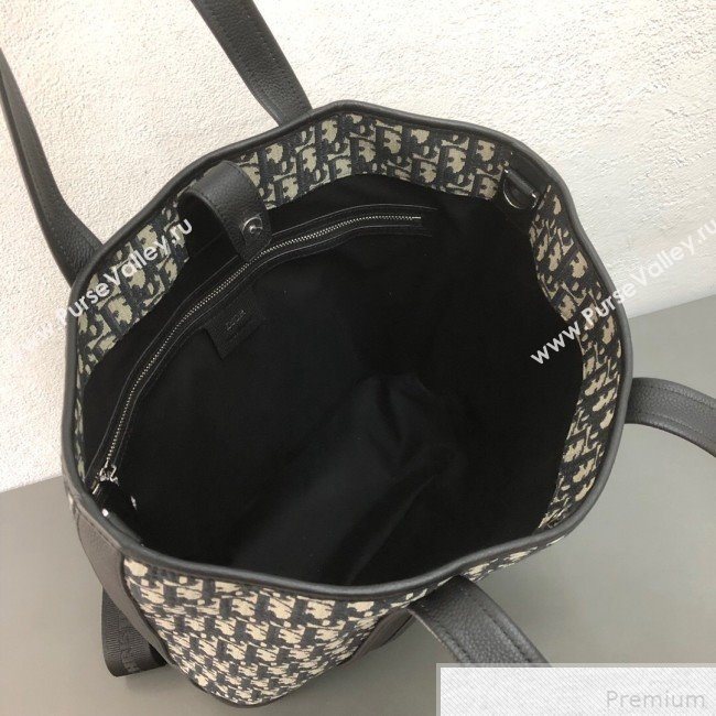 Dior Tote in Oblique Canvas and Black Grained Calfskin 2019 (WEIP-9042728)