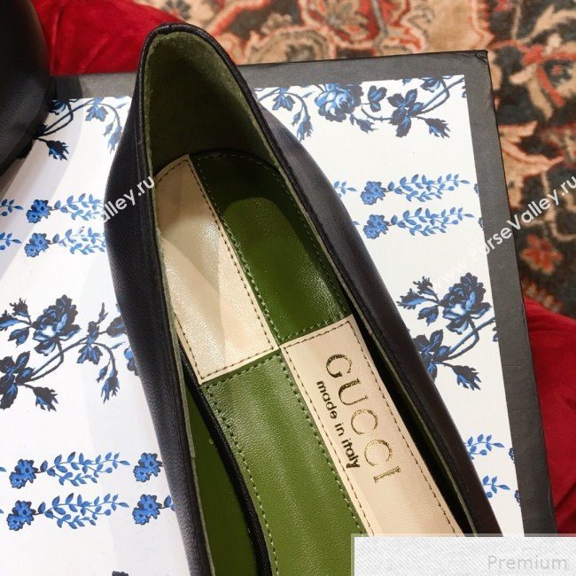 Gucci Leather Ballet Flat with Half Moon GG 572816 Black 2019 (KL-9042845)