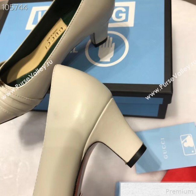 Gucci Leather Mid-heel Pump with Half Moon GG 565600 White 2019 (ANDI-9042859)