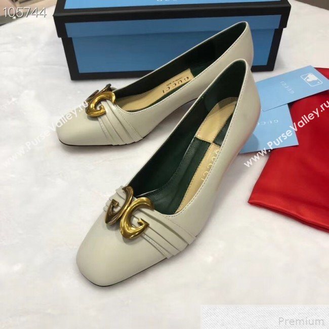 Gucci Leather Mid-heel Pump with Half Moon GG 565600 White 2019 (ANDI-9042859)