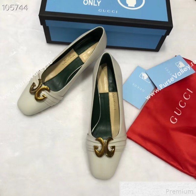 Gucci Leather Mid-heel Pump with Half Moon GG 565600 White 2019 (ANDI-9042859)