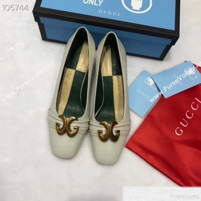 Gucci Leather Mid-heel Pump with Half Moon GG 565600 White 2019 (ANDI-9042859)